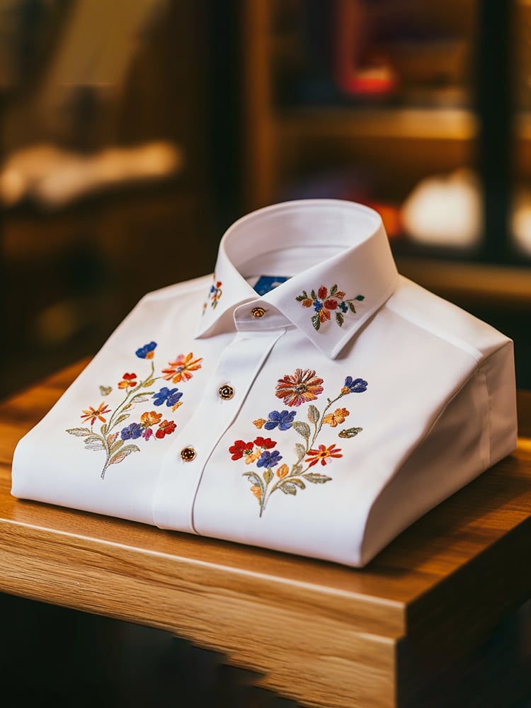Camisa ejecutivo casual floral solapa de manga corta para hombre