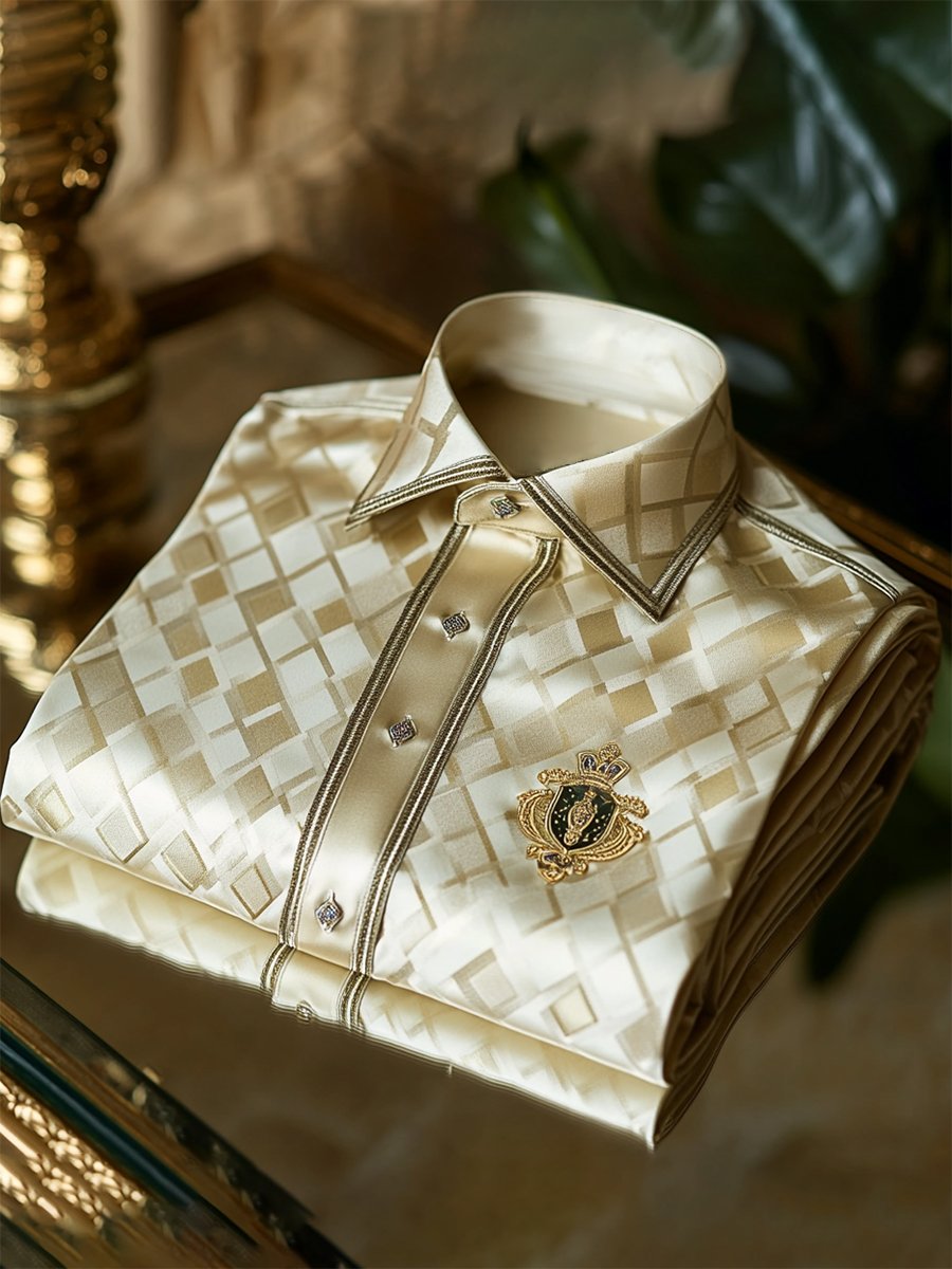 Camisa satén Luxe de manga larga con botones para hombre