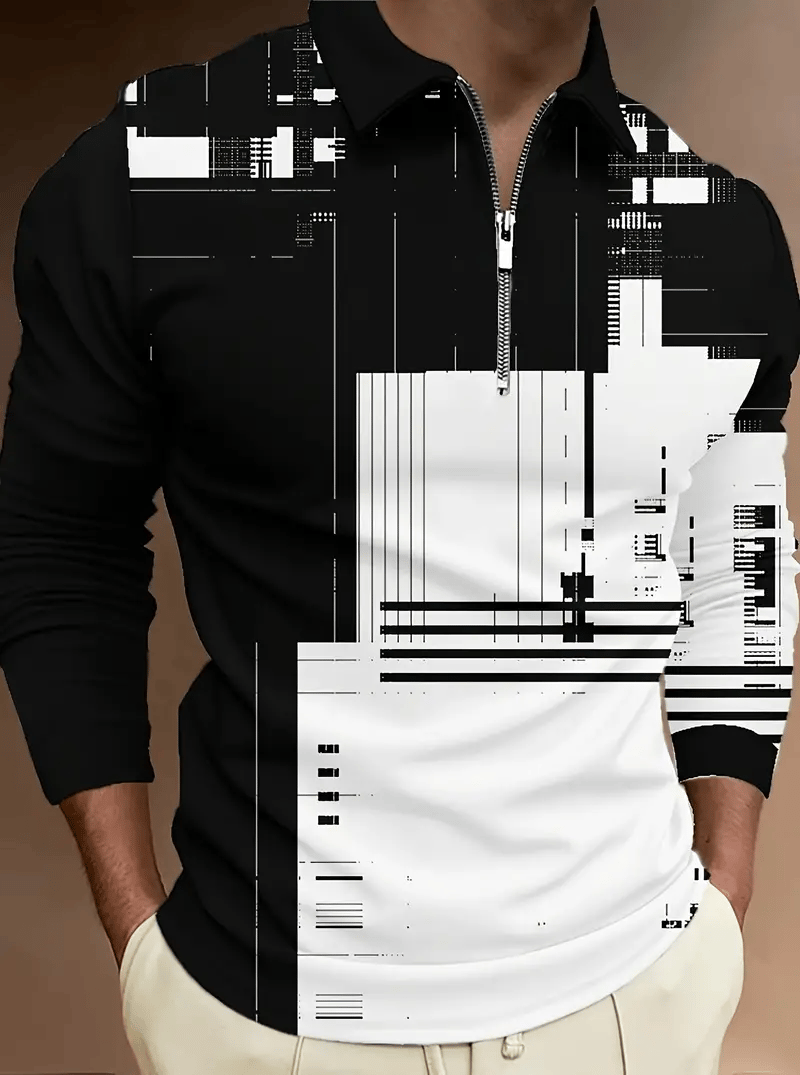 Camisa polo Trendy ejecutivo a rayas cierre para hombre