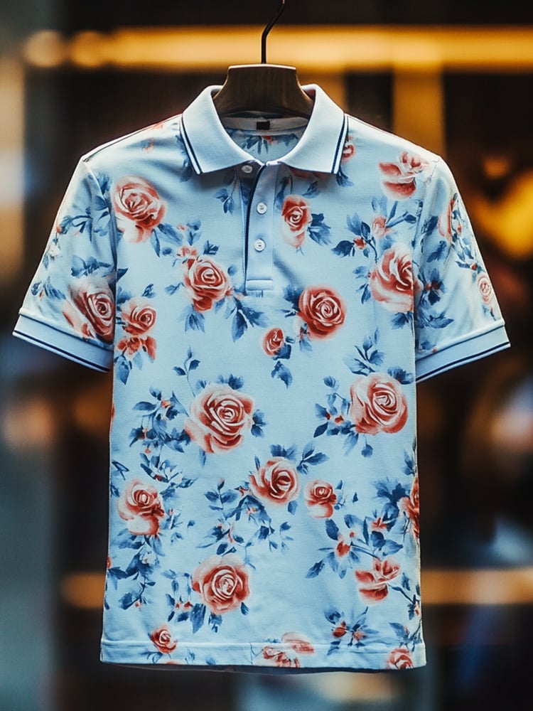 Camisa polo clásico ejecutivo Check Logo Button de manga corta para hombre