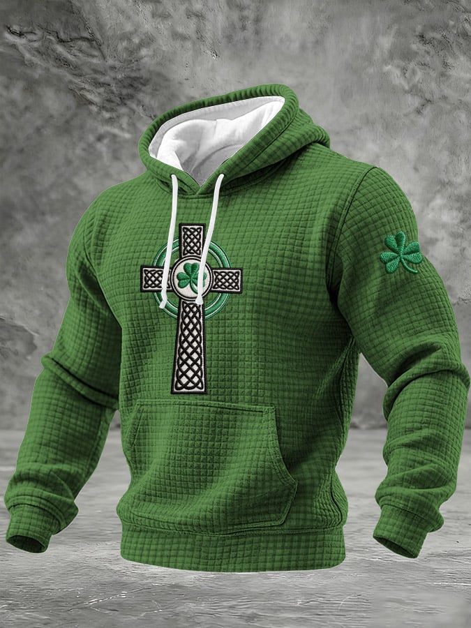 Sudadera St. Patrick's Day estampado casual con gorrasucha para hombre