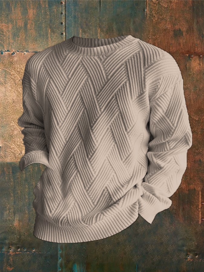 Sudadera a cuadros estampado Round Neck casual para hombre