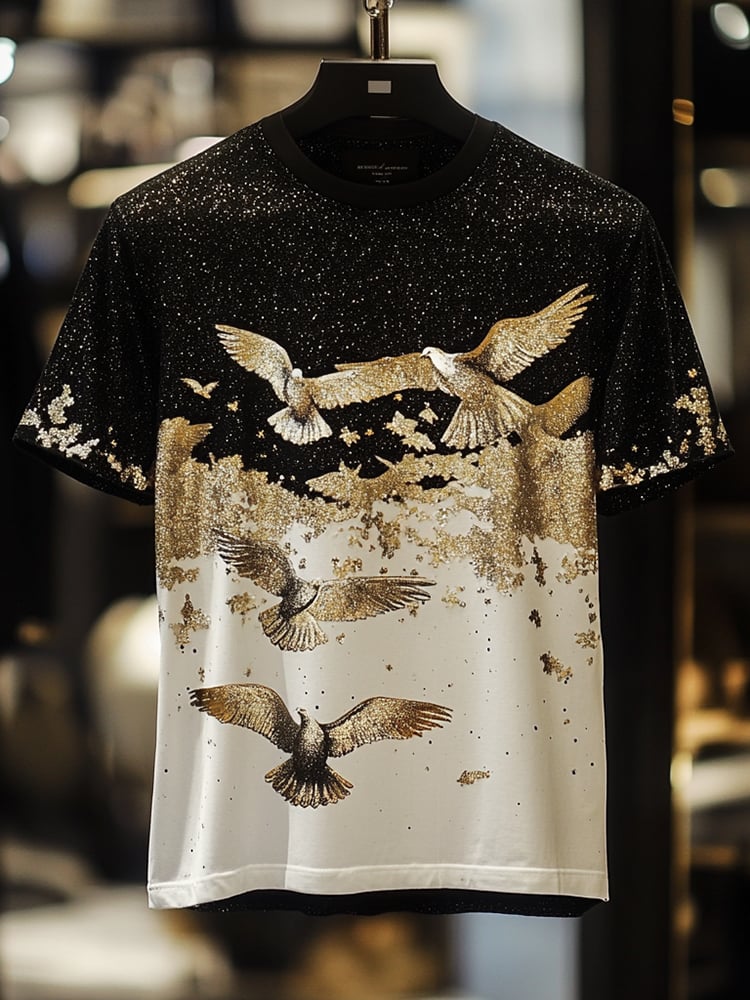 Camiseta Seagull Sequin ejecutivo estampado de manga corta para hombre