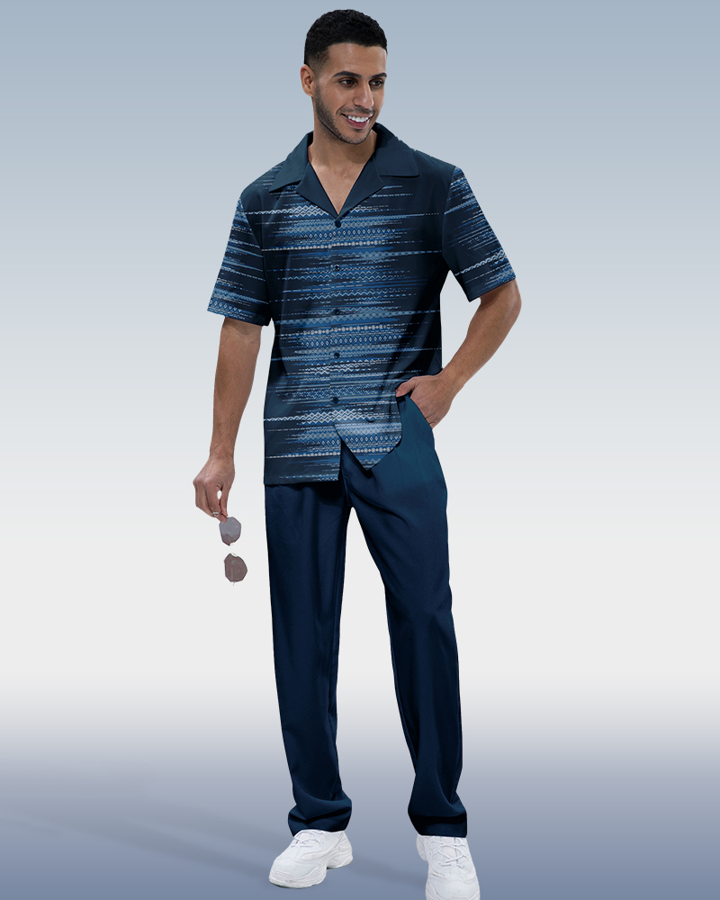 Rianmond Ombre estampado de manga corta Walking Suit 211 para hombre