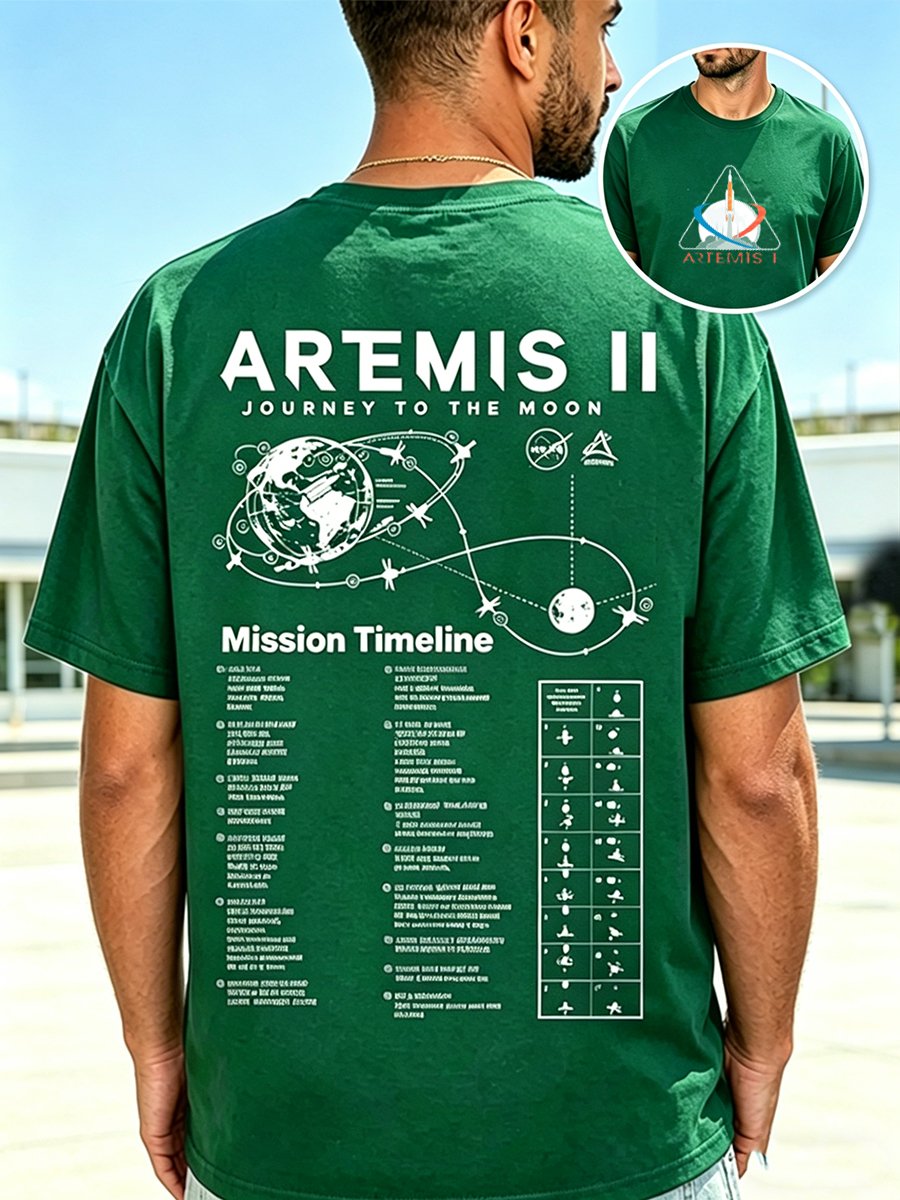 Camiseta Artemis II estampado casual para hombre
