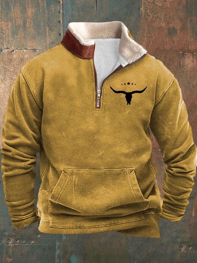 Sudadera vintage Western estampado de manga larga para hombre