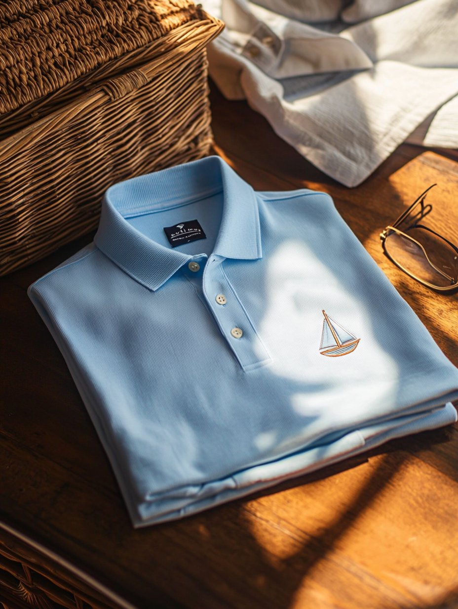 Camisa polo ejecutivo casual Sailing Statement Button de manga corta para hombre