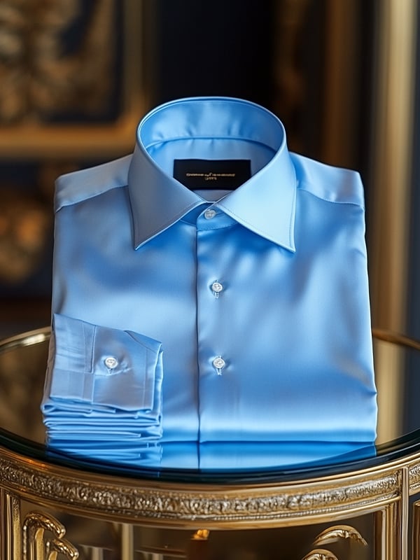 Camisa satén de lujo ejecutivo de manga larga para hombre