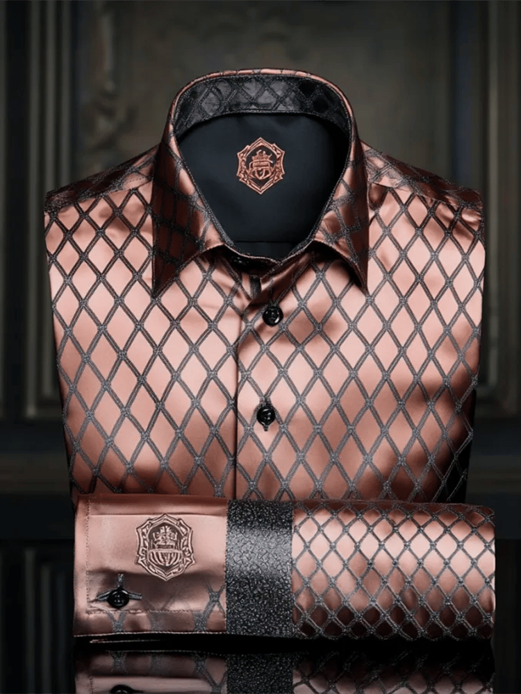 Camisa satén Luxe de manga larga con botones para hombre