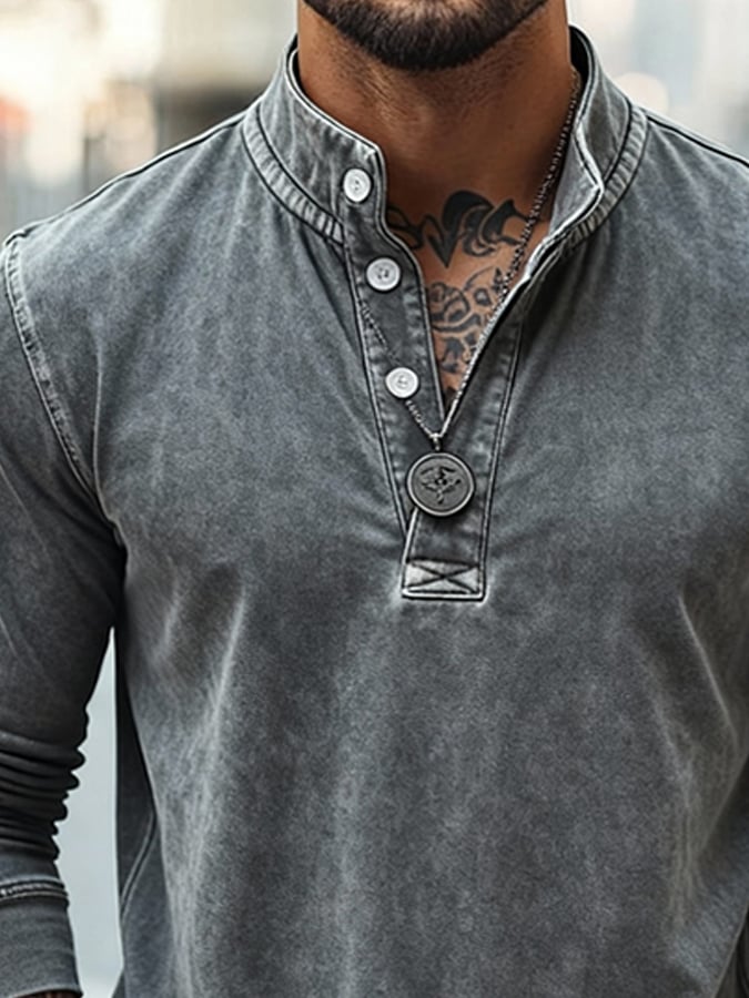 Sudadera vintage Washed and desgastado para exterior con cierre con gorrasucha para hombre