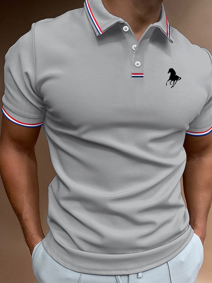 Camisa polo Horse estampado casual para hombre