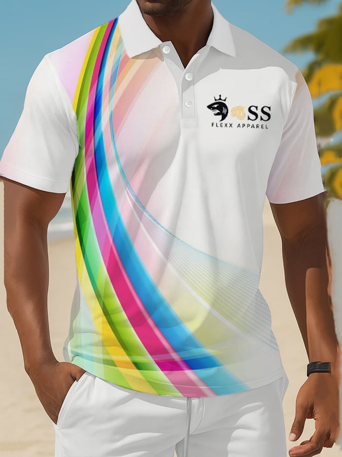 Camisa polo clásico ejecutivo Old Money Button de manga corta para hombre