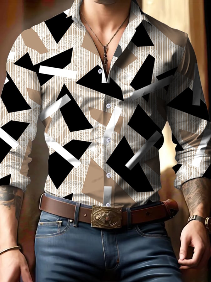 Ejecutivo Style geométrico Princamiseta para hombre