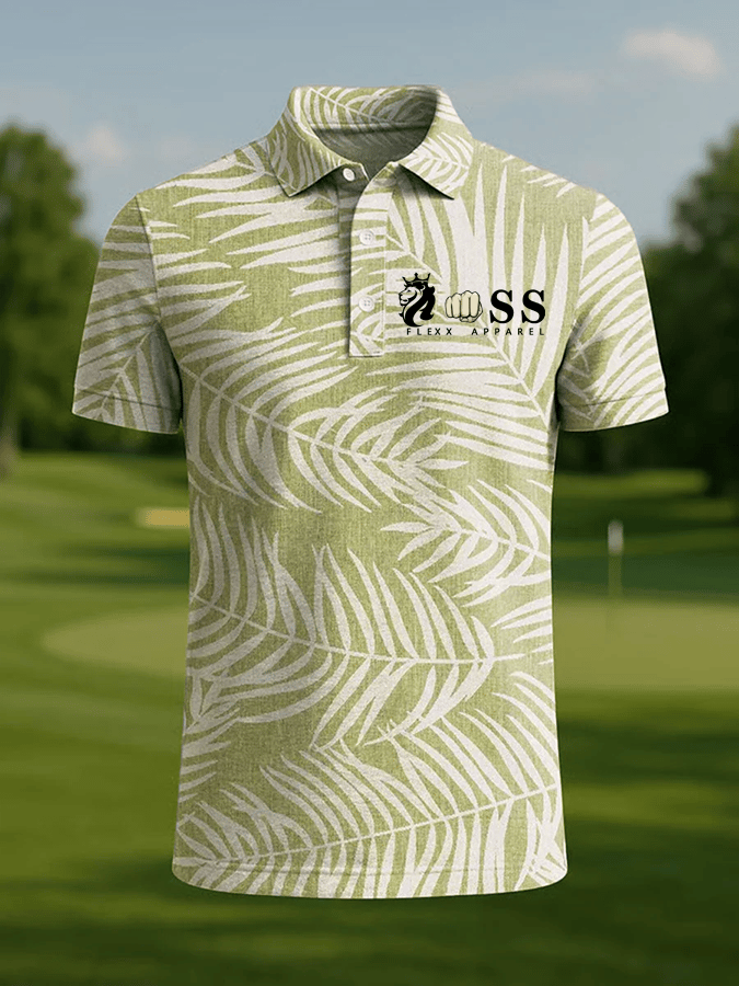 Camisa polo retro Letter Design estampado casual para hombre
