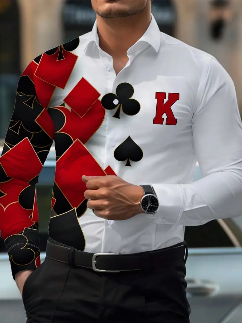 Camisa Street Style ejecutivo casual estampado de manga larga para hombre