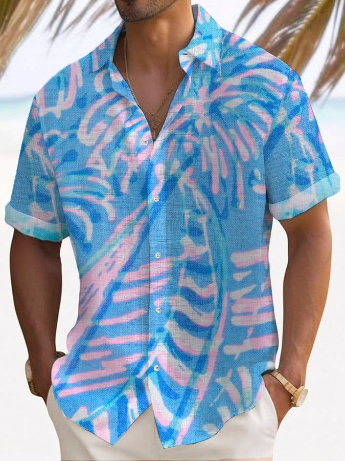 Camisa casual Resort Hawaiian estampado Lapel para hombre