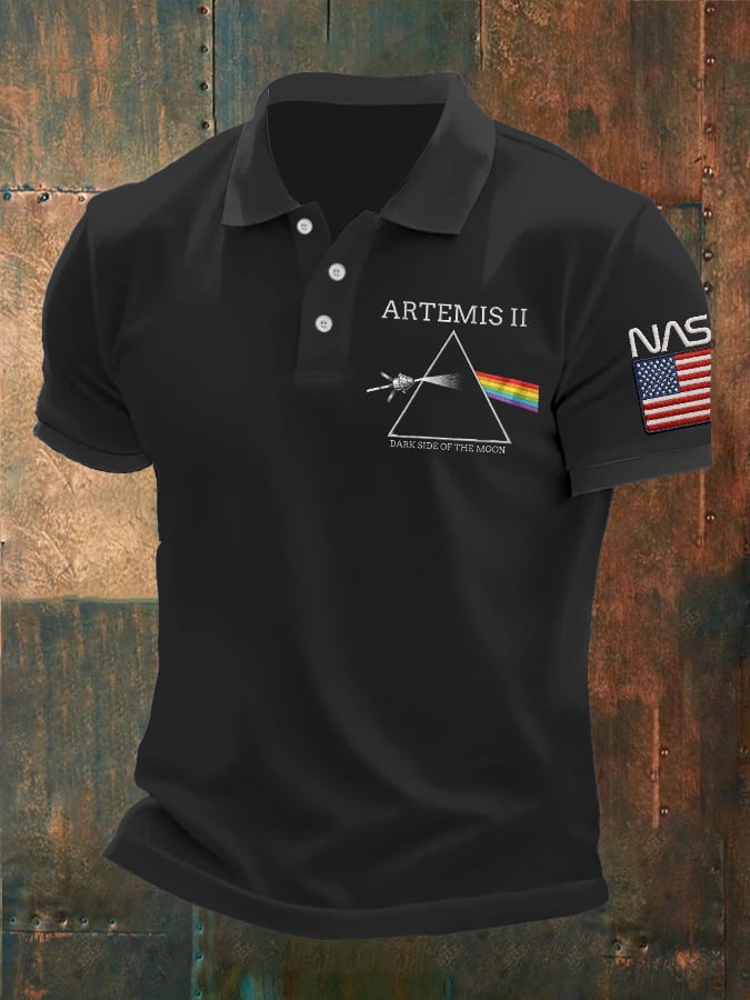 Camisa polo Artemis II Dark Side Of The Moon estampado para hombre