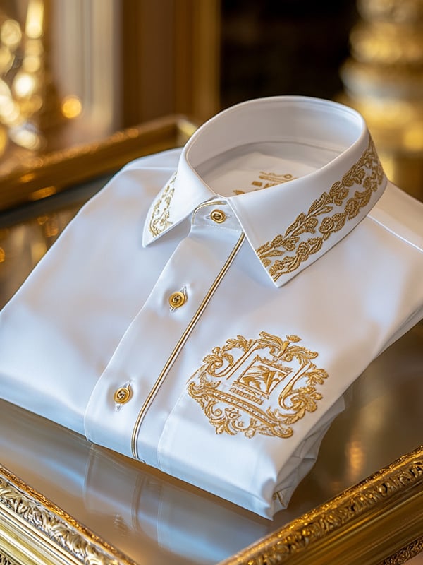 Camisa seda de lujo ejecutivo de manga larga para hombre