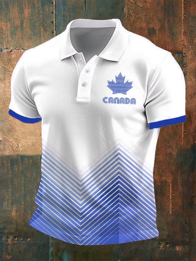 Camisa polo Canadian Maple Leaf retro casual para hombre