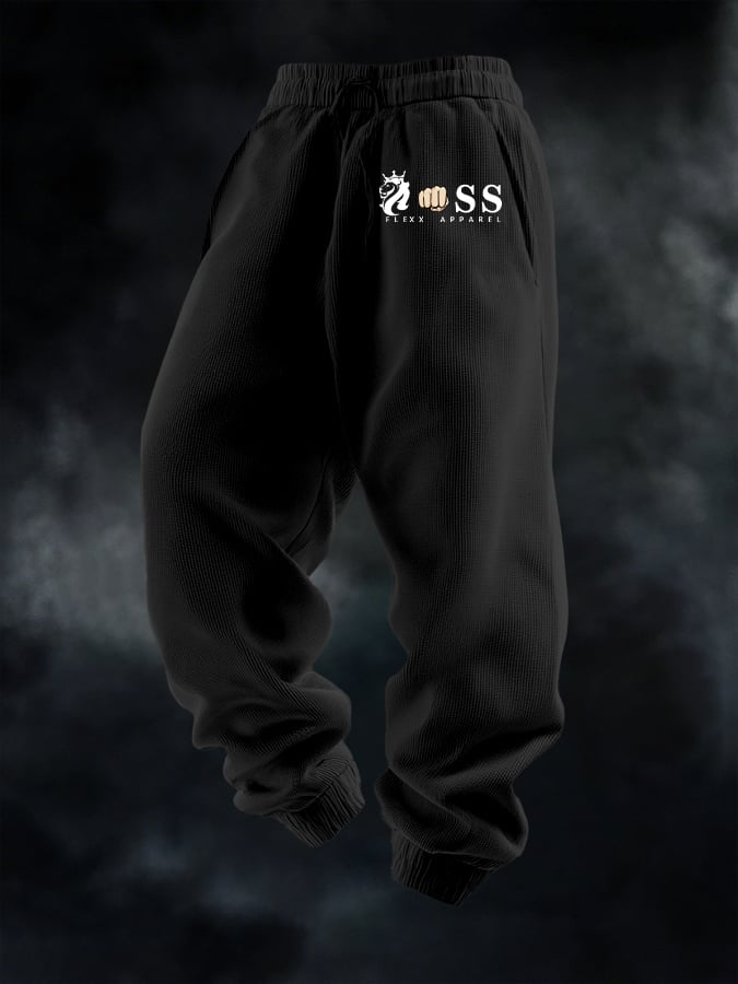 Pantalón casual Waffle de color sólido Sports para hombre