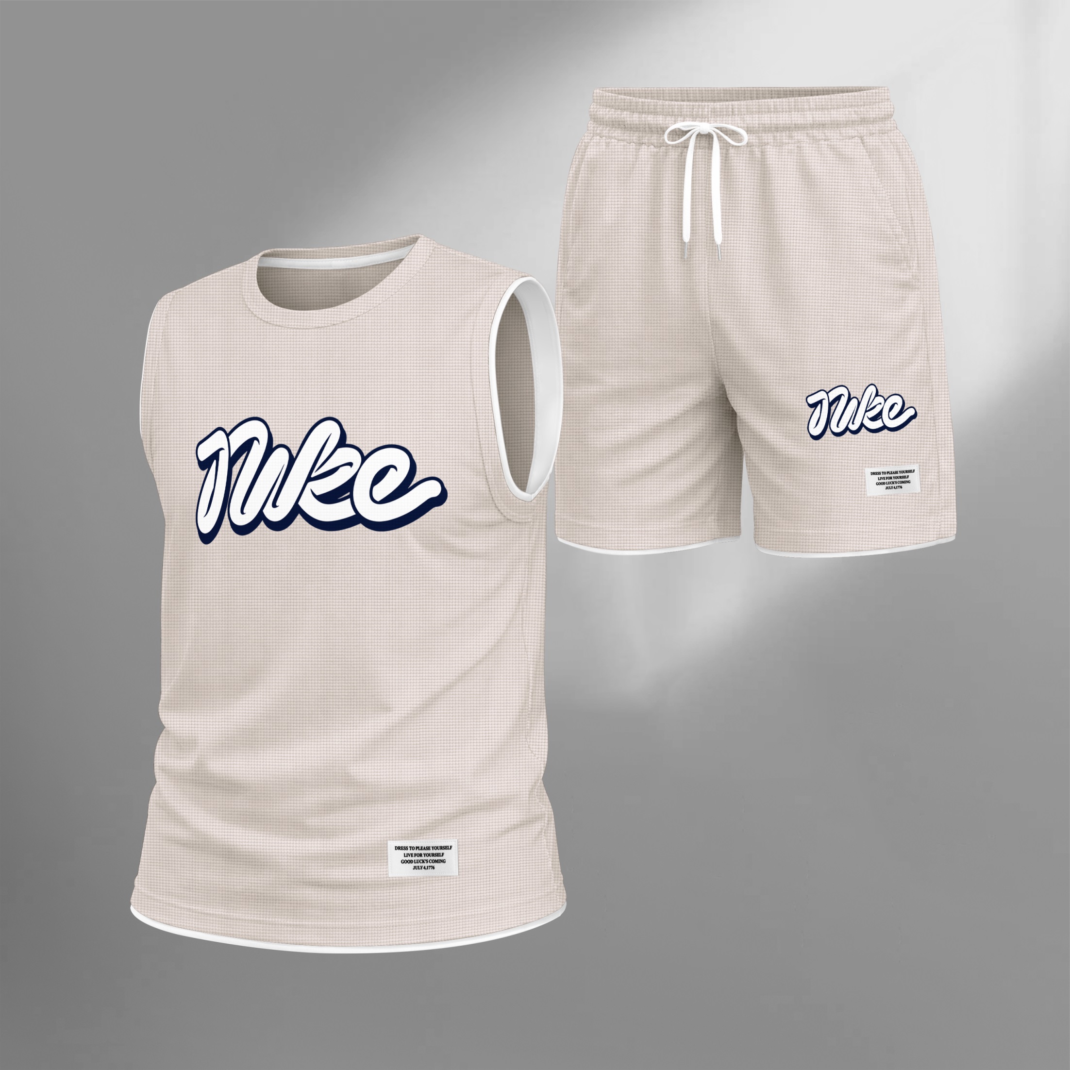 Shorts Graphic Letter Summer Set Sleeveless Tank Top & Matching Outfit, Lightweight casual Streetwear Athletic Set for Everyday & Holiday para hombre