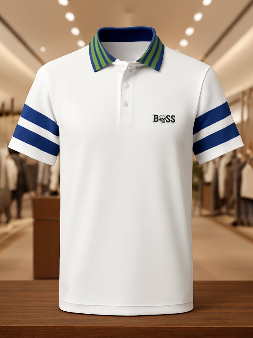 Camisa polo ejecutivo casual Button de manga corta para hombre