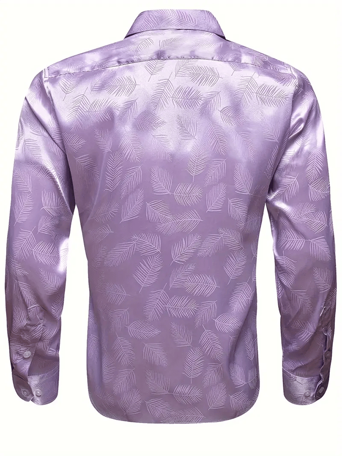 Camisa seda ejecutivo de lujo Design estampado de manga larga para hombre