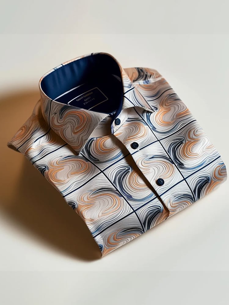 Camisa satén Luxe de manga larga con botones para hombre