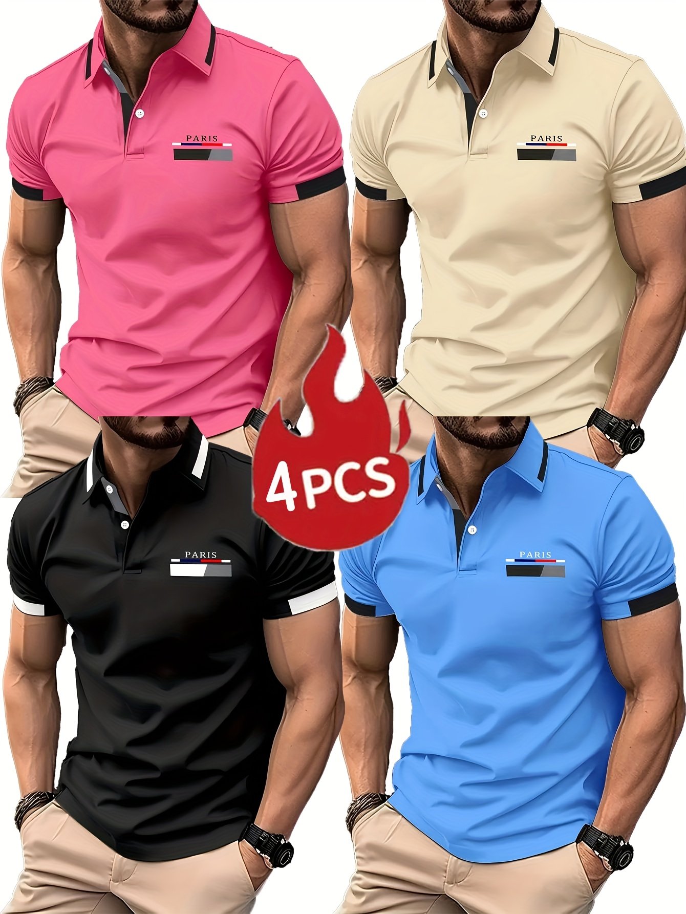 Camisa polo ejecutivo casual a rayas Button de manga corta para hombre