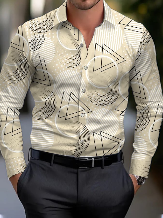 Camisa geométrico estampado ejecutivo para hombre