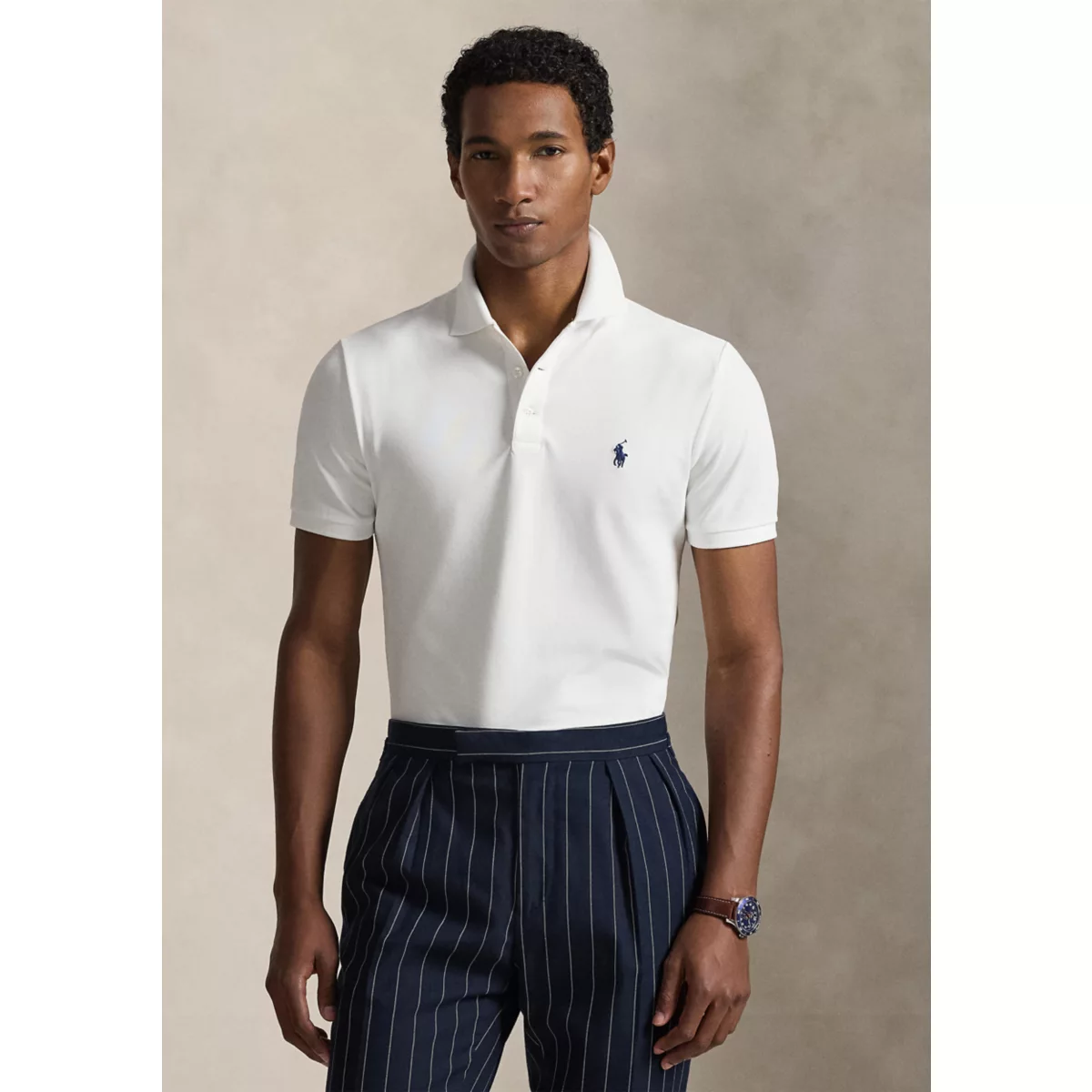 Custom Slim Fit Stretch Mesh Polo Shirt - 1