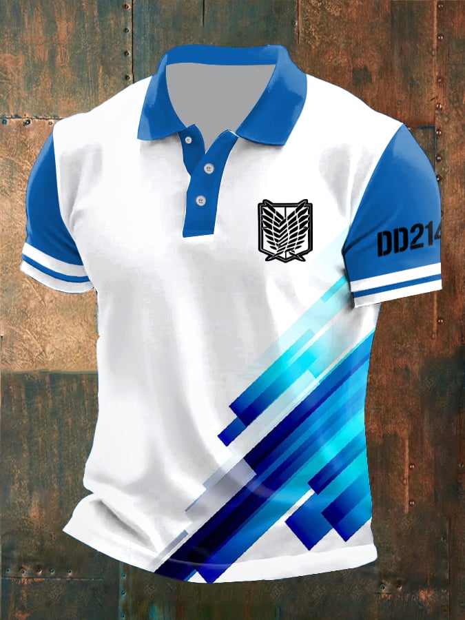 Camisa polo retro Independence Day DD-214 estampado para hombre