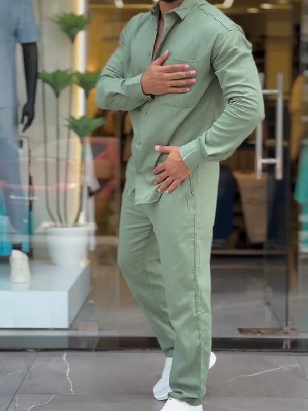 Camisa de algodón and pantalón Two-pieces Set para hombre
