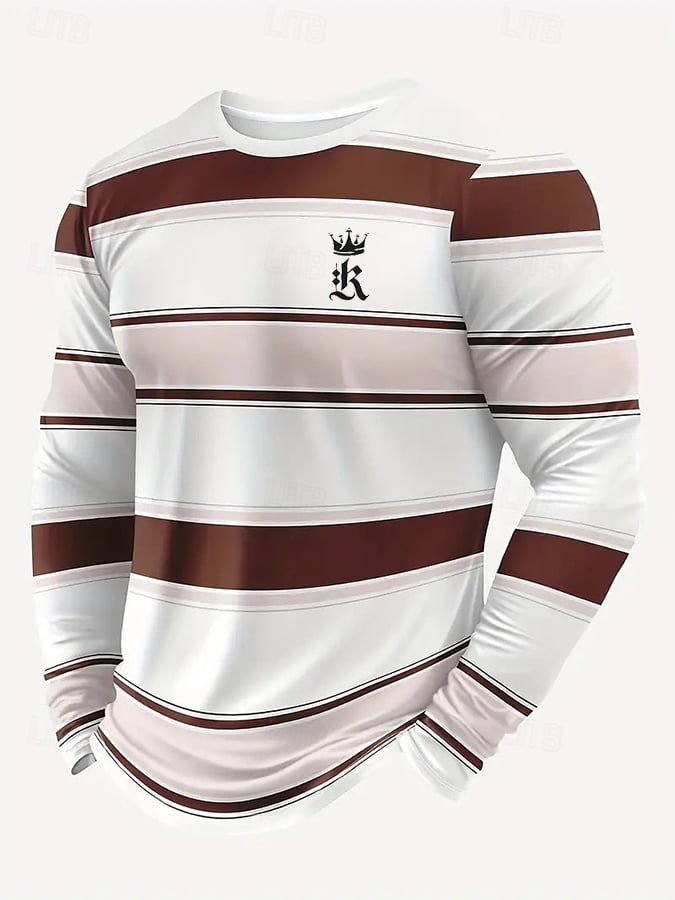 Camiseta ejecutivo casual estampado de manga larga para hombre