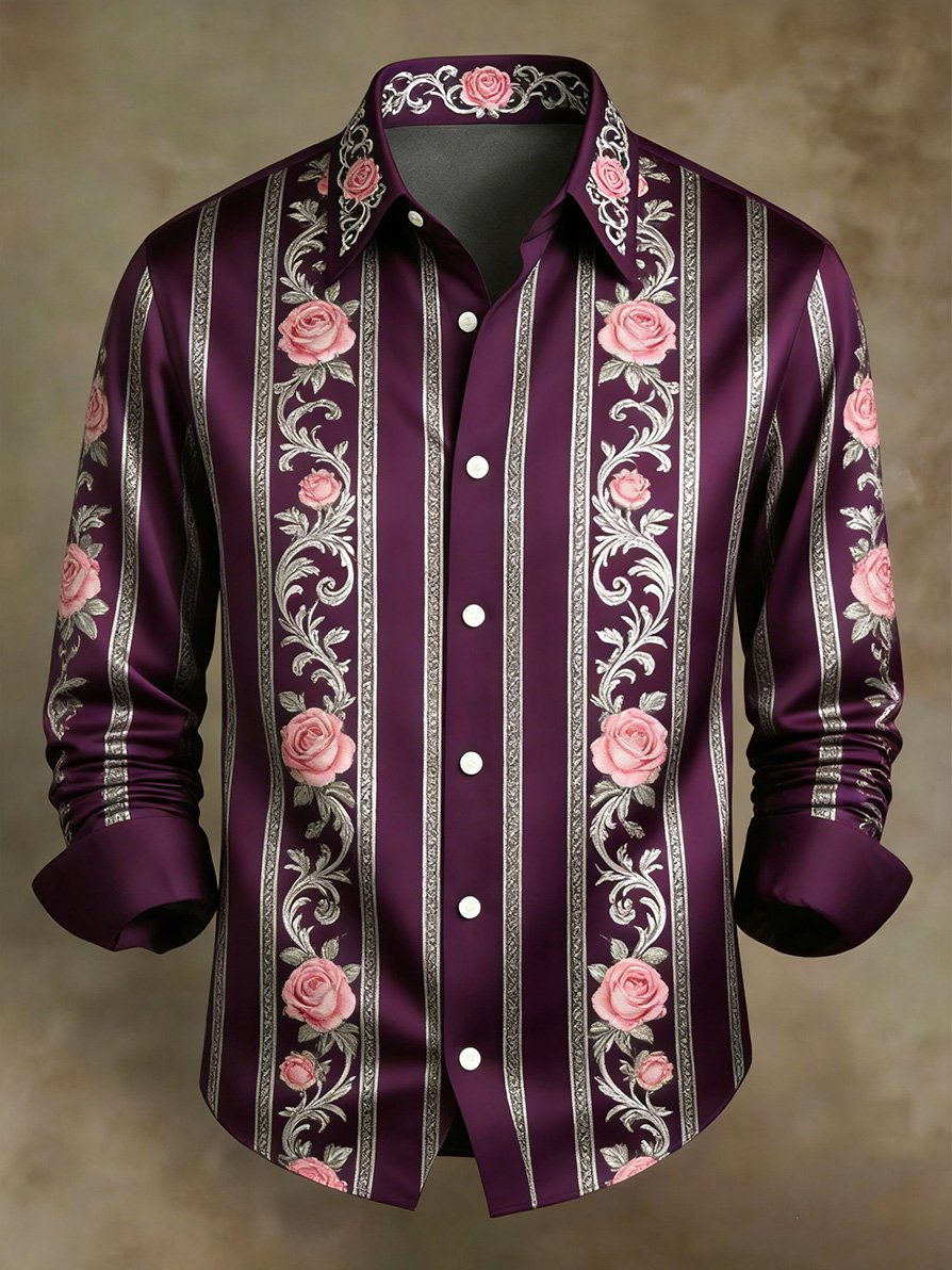 Camisa retro ejecutivo en bloques de color a rayas diseño de manga larga para hombre
