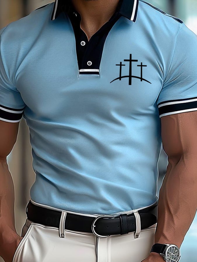 Camisa polo retro Faith Design estampado Comfortable And transpirable casual para hombre