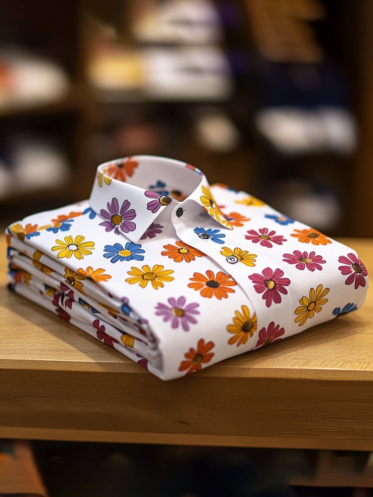 Camisa ejecutivo de lujo floral estampado de manga corta para hombre