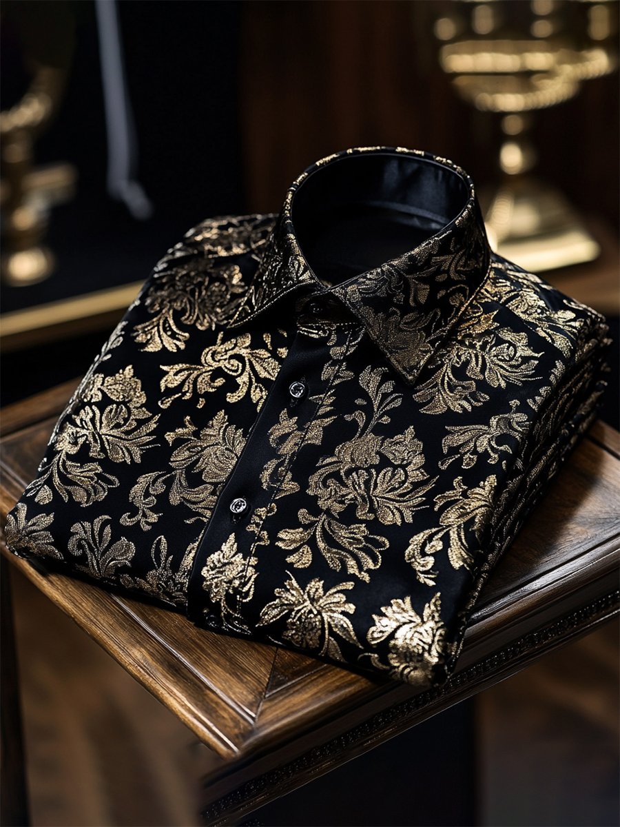 Camisa satén Luxe de manga larga con botones para hombre