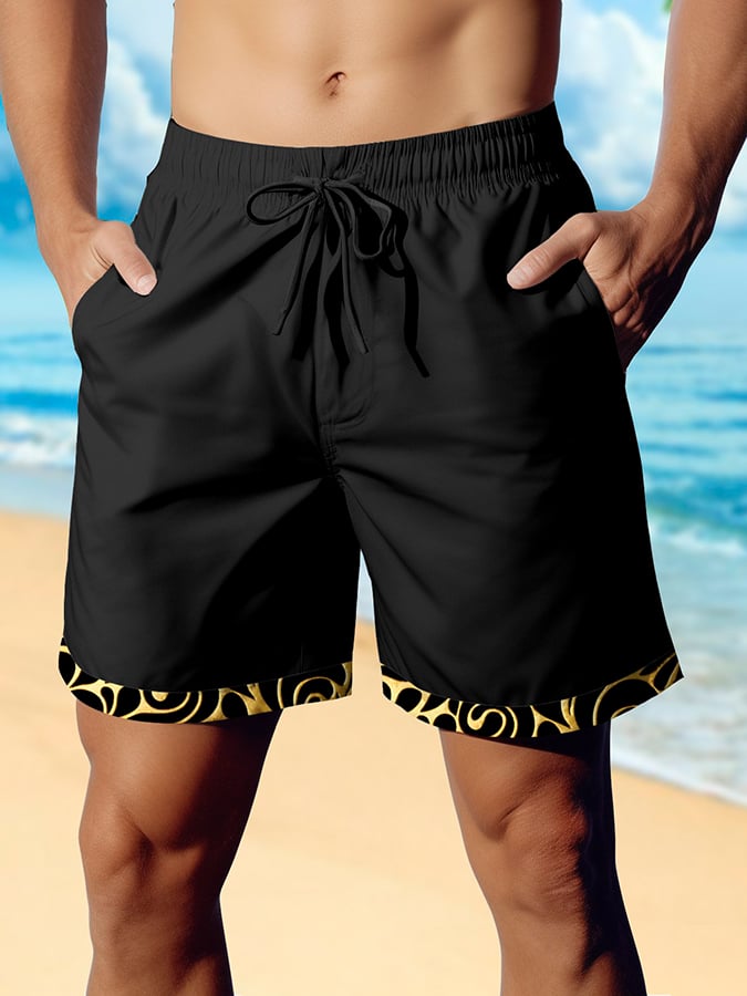 Shorts Gold Art estampado casual para hombre