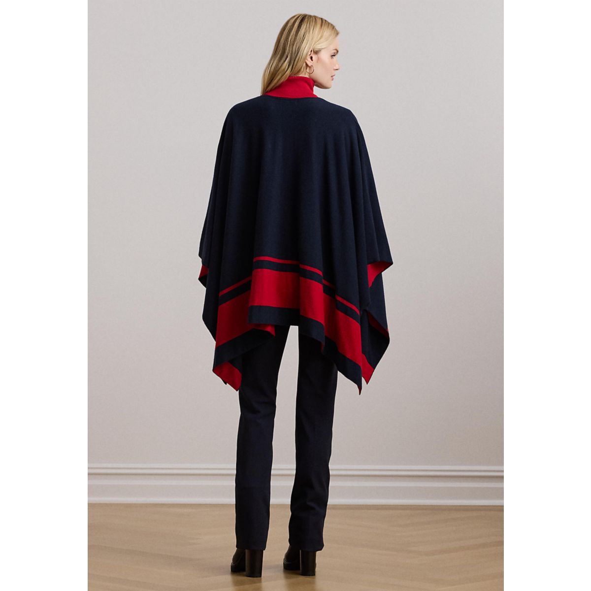 Women's Intarsia-Knit Two-Tone Poncho - 2