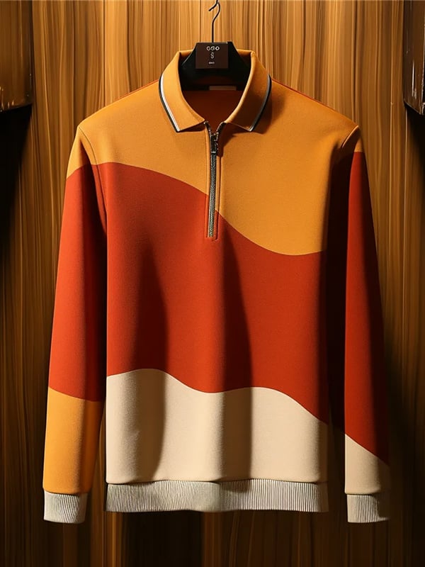 Camisa polo ejecutivo clásico rayas estampado cierre para hombre