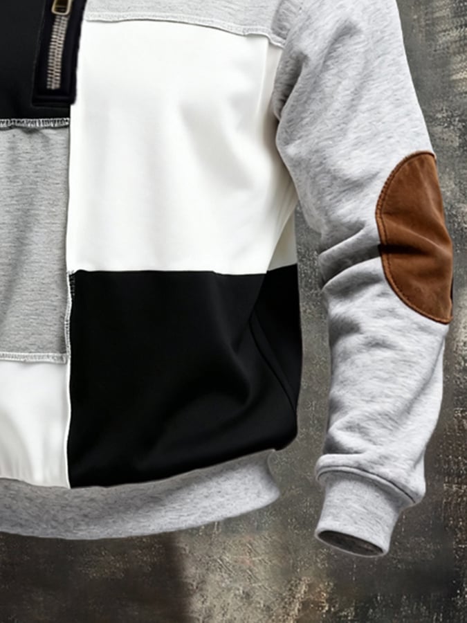Sudadera vintage Style Color-Block de manga larga para hombre