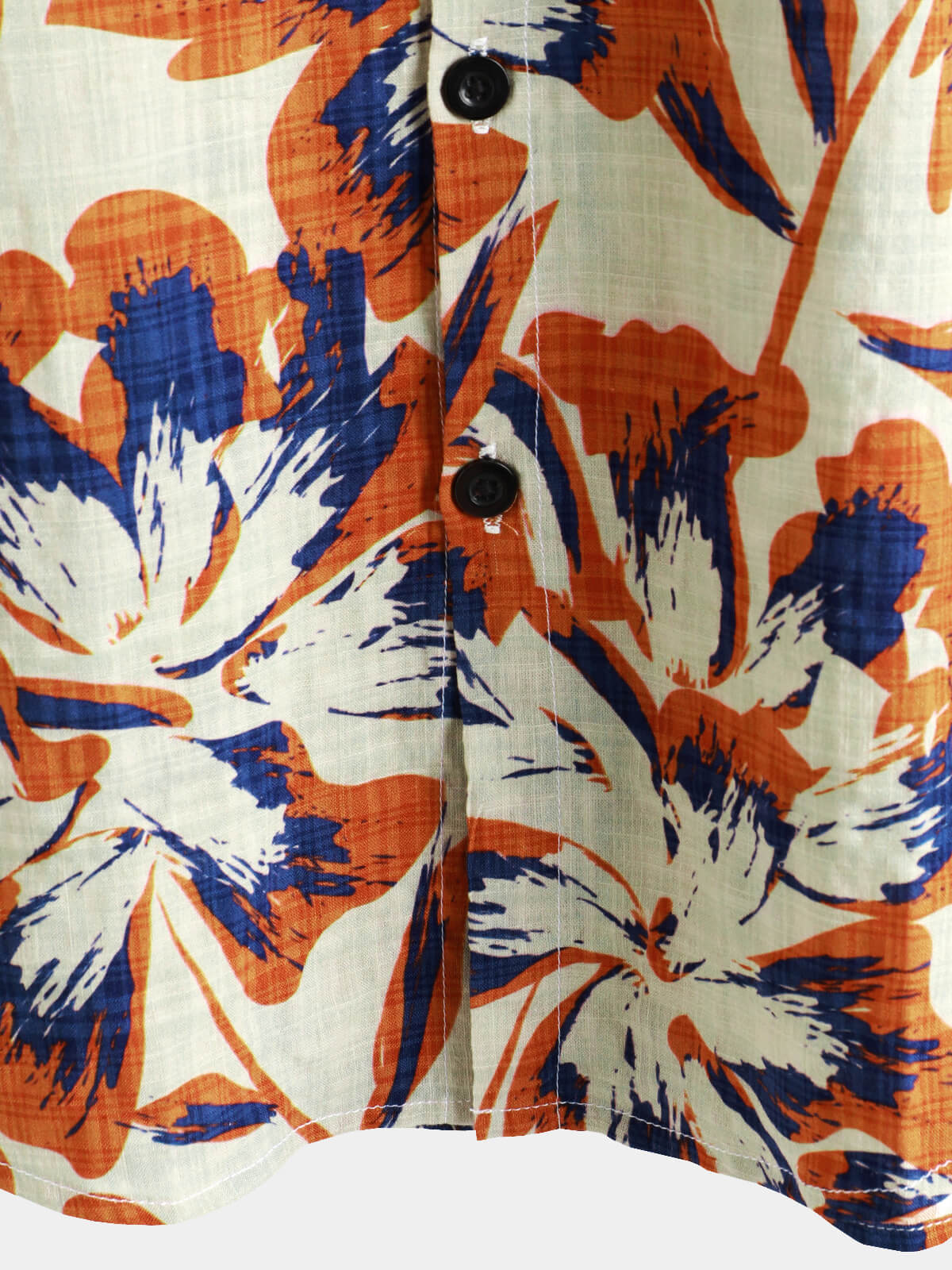 Camisa retro floral Orange de manga corta Button Up para hombre
