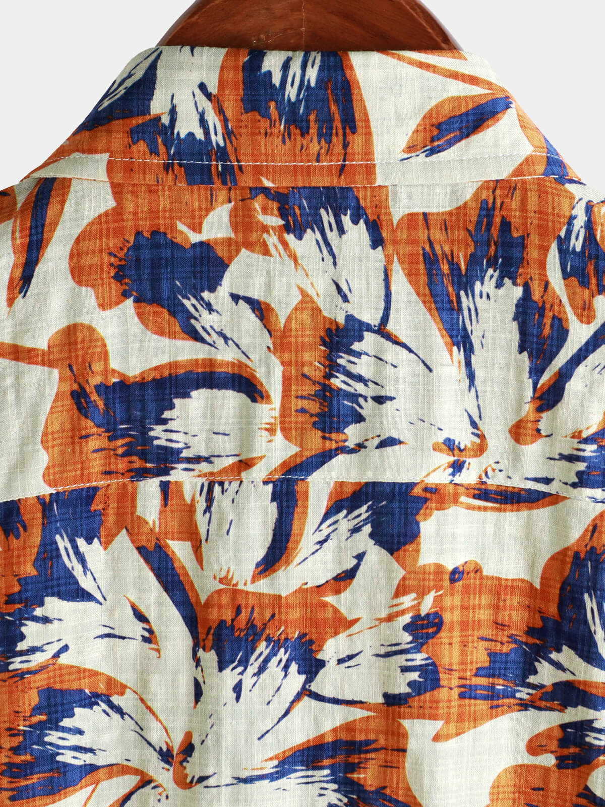 Camisa retro floral Orange de manga corta Button Up para hombre