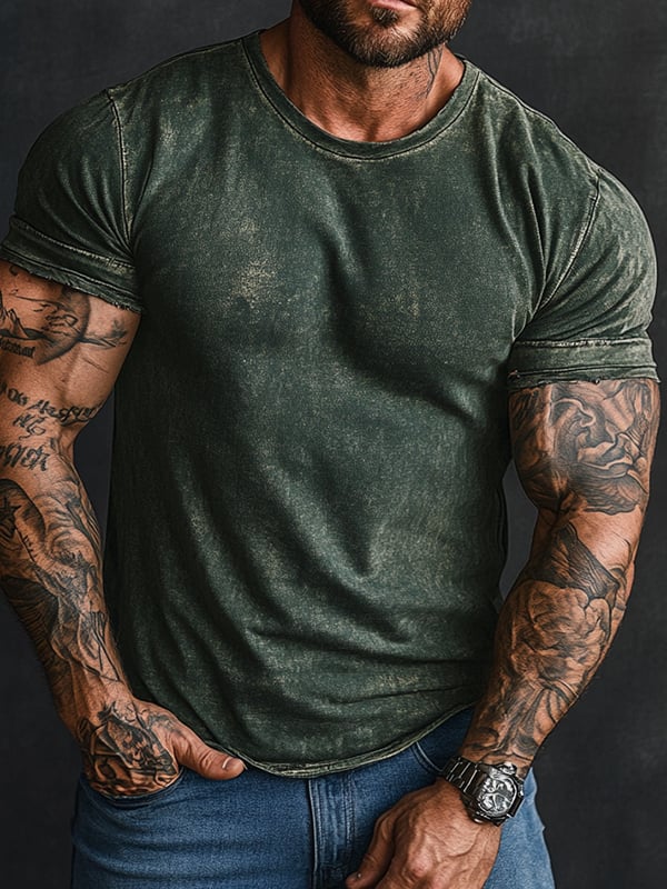 Camiseta casual vintage de manga corta para hombre