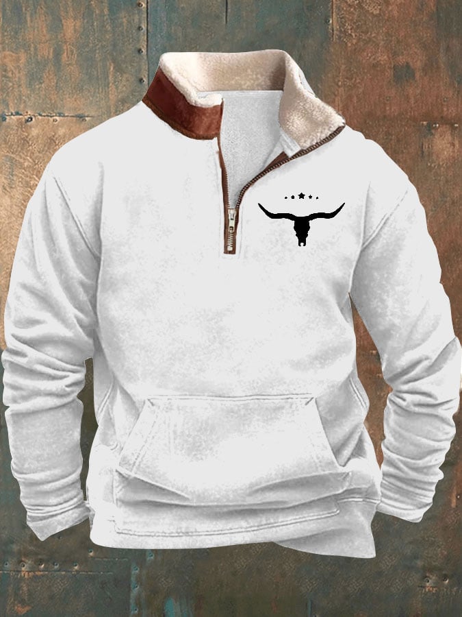 Sudadera vintage Western estampado de manga larga para hombre