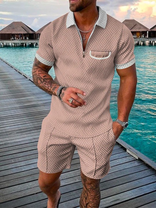 Camisa polo casual Contrast Two Piece para hombre