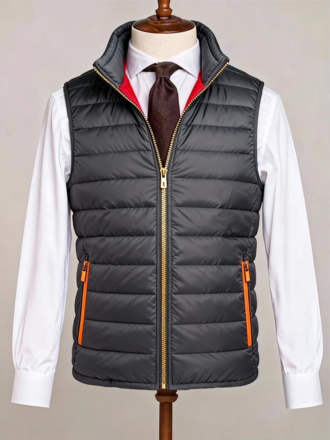 Chaqueta casual Light ejecutivo Quilted de algodón Faux Two-Piece Suit para hombre