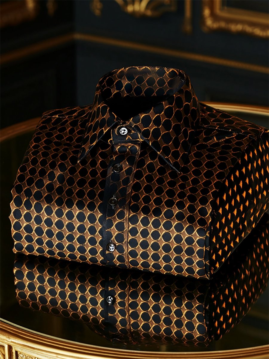 Camisa satén Luxe de manga larga con botones para hombre