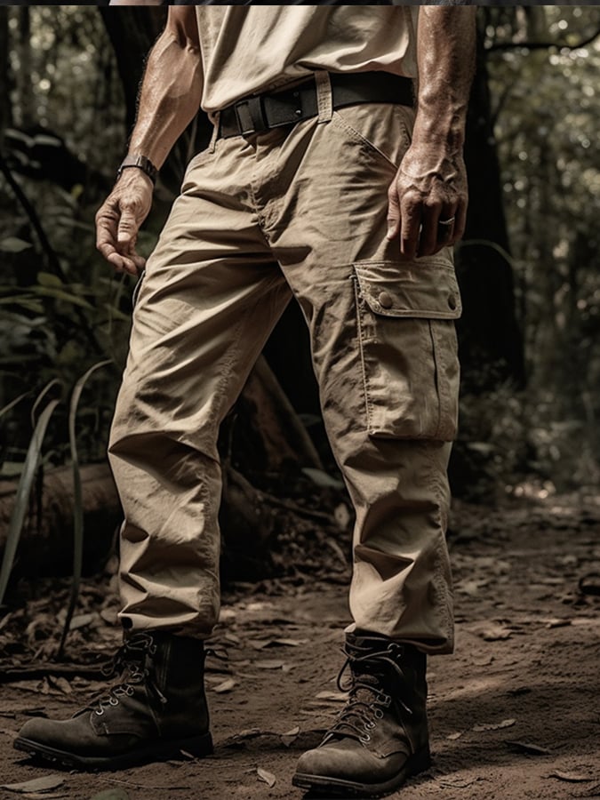 Vintage multi-bolsillo waterproof ripstop cargo para exterior trousers para hombre